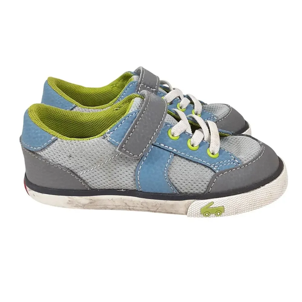See Kai Run Connor Canvas Sneakers Mesh Gray Kids 9 Hook and Loop Strap Rubber